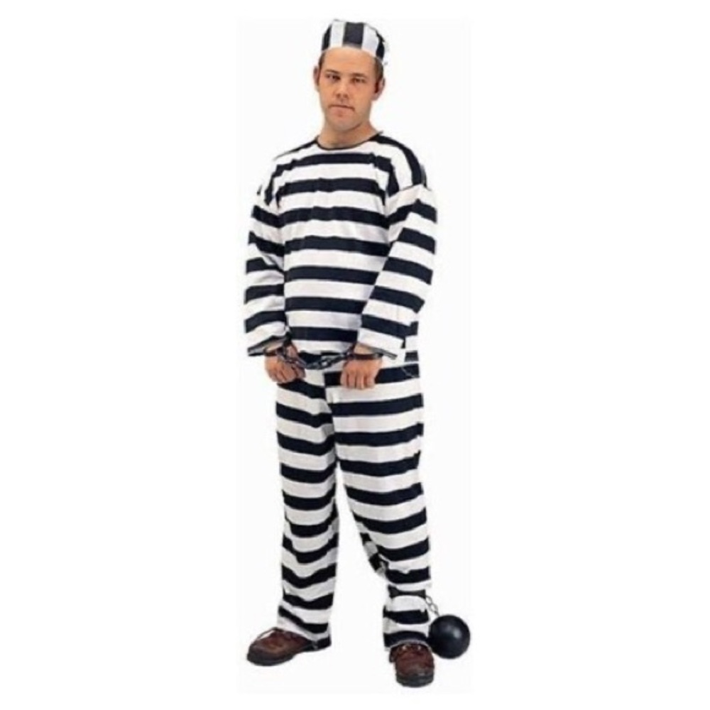 Convict Black & White‎ Striped Halloween Costume